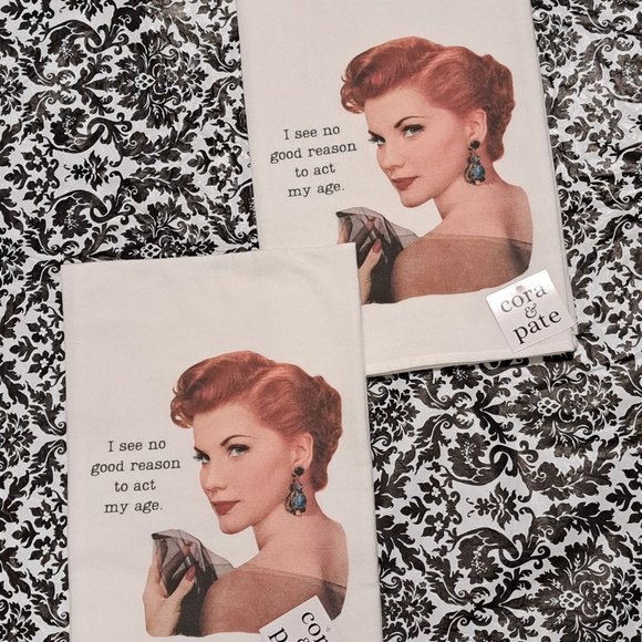 Cora & Pate No Good Reason Sack Towel - Set of Two Towels NWT. - Picture 1 of 4